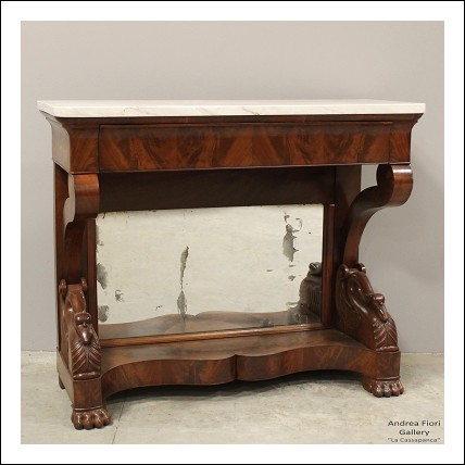 Antica Console Carlo X in mogano - Italia XIX secolo
