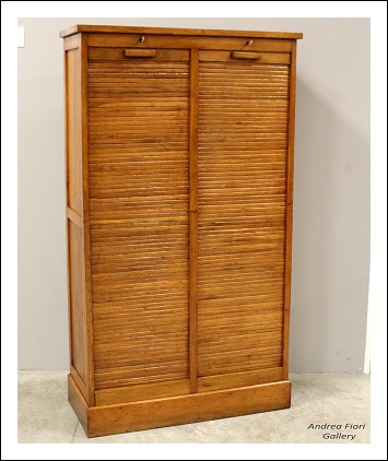 Antico classificatore schedario archivio serranda in rovere
