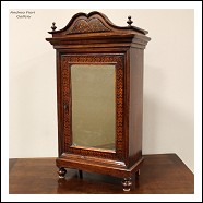 Antico modellino miniatura armadio monetiere in noce intarsiato - Italia epoca ’800
