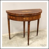 Antica console tavolino da gioco Carlo X in noce intarsiata - Italia epoca 800