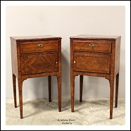 Antica coppia comodini Luigi XVI in ciliegio intarsiati - Italia epoca 700