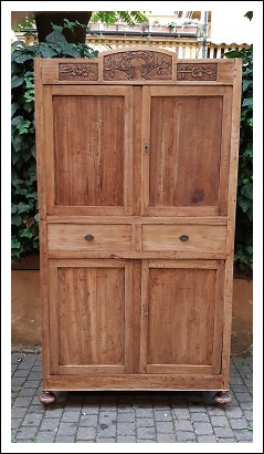 Credenza dispensa antica Liberty in olmo a quattro ante