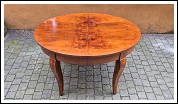 Tavolo ovale antico allungabile in radica di noce